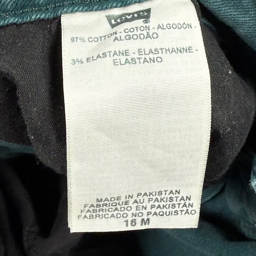 Levi's Pants Size 32W x 30L (16M) Teal Mid‎ Rise Skinny Flap Pocket Flaw Women's